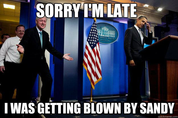 Bill Clinton meme hurricane sandy joke