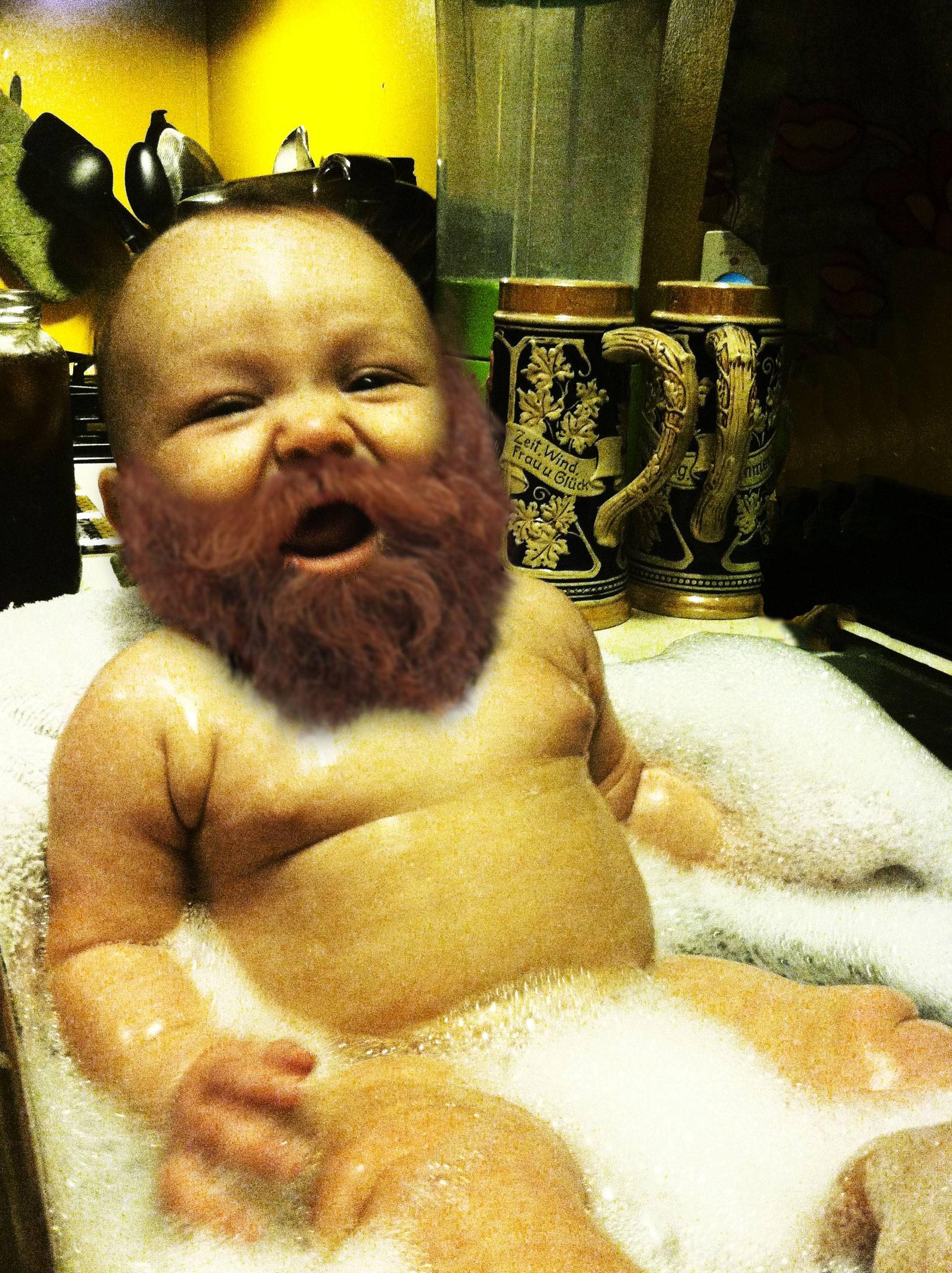 Bearded baby photoshop prank