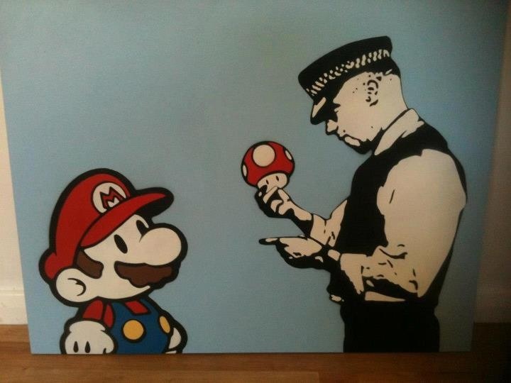 mario get's busted doing mushrooms by a police officer