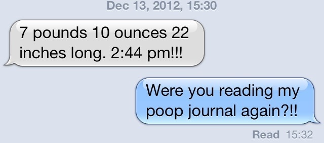 sister had a baby poop journal