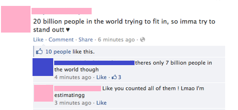 girl thinks that there are 20 billion people on earth