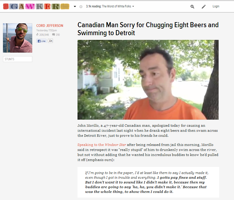 A Canadian man drank eight beers and swam to Detroit just so he could prove to his friends he could.